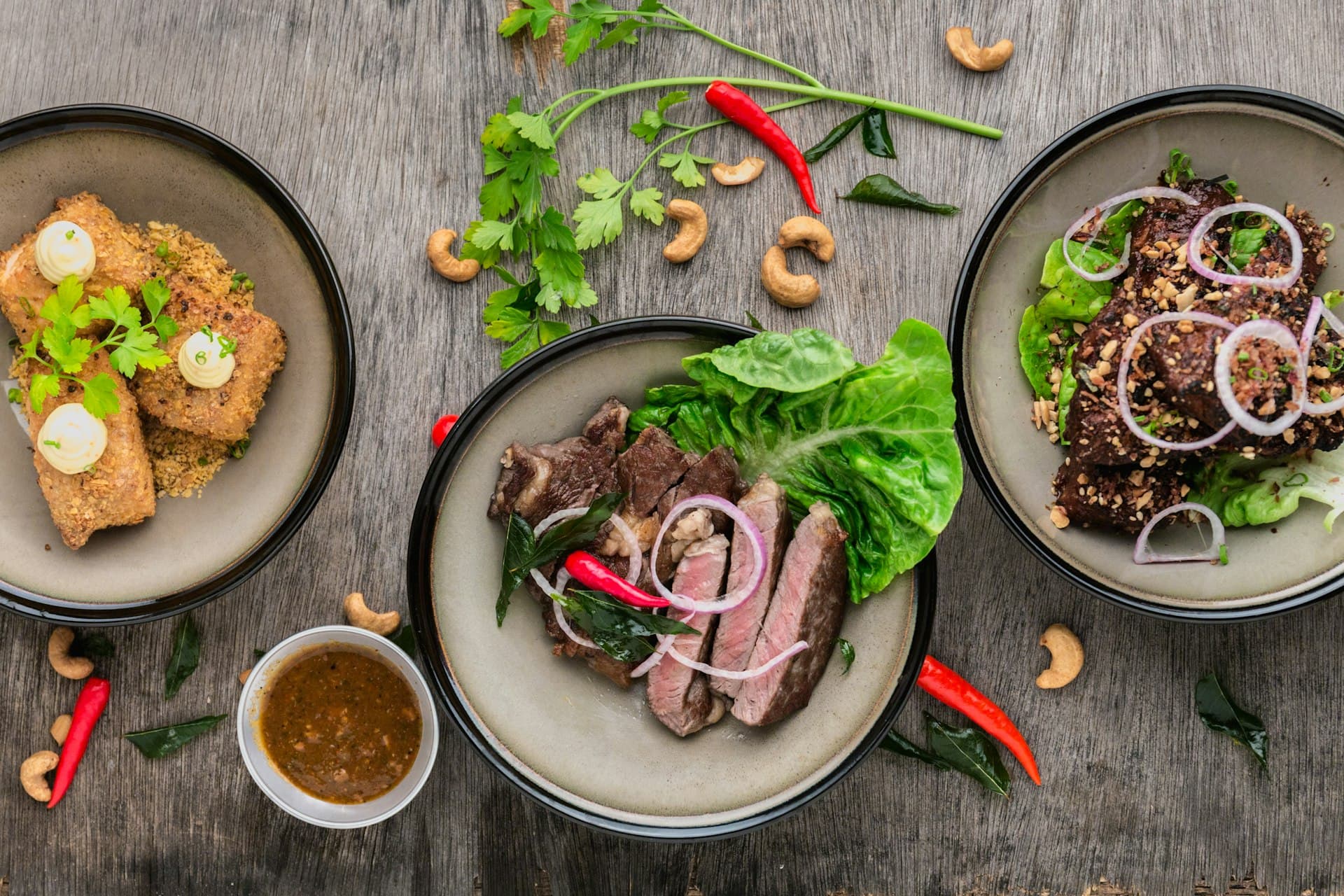 Shared table with Central Asian dishes
